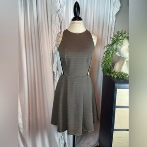 Metaphor Black & Beige Stripe Sleeveless Mini Dress Size 10
